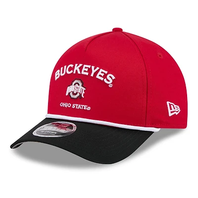 Casquette ajustable New Era Scarlet Ohio State Buckeyes Two-Tone Rope 9FORTY A-Frame M-Crown pour homme