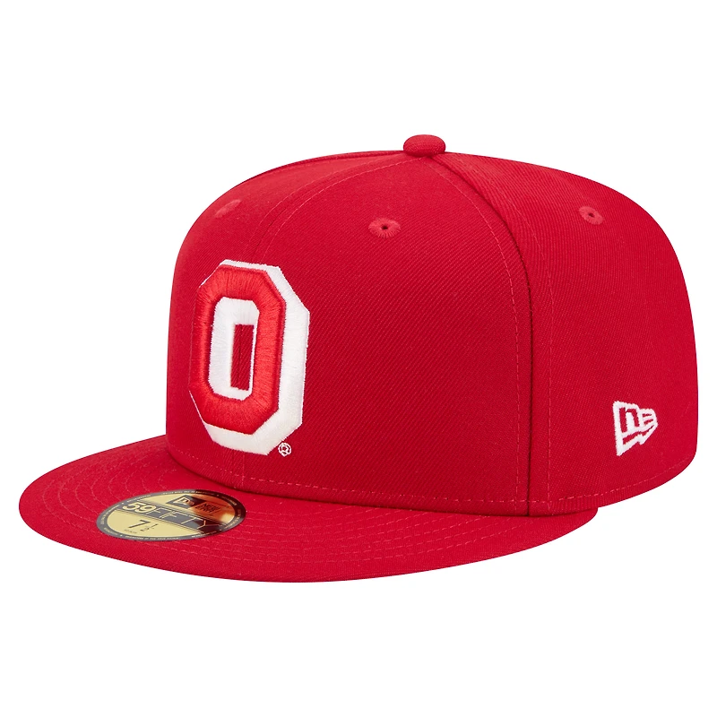 Casquette ajustée New Era Scarlet Ohio State Buckeyes Vault 59FIFTY pour homme