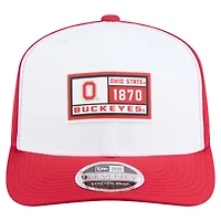 Men's New Era White/Scarlet Ohio State Buckeyes Perforated Patched 9SEVENTY Adjustable Hat