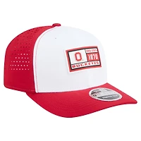 Casquette ajustable New Era 9SEVENTY blanche/écarlate pour homme, Ohio State Buckeyes, perforée et patchée