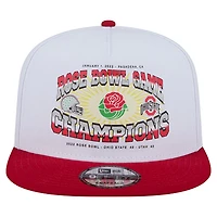 Men's New Era White/Scarlet Ohio State Buckeyes Retro 2022 Rose Bowl Champions 9FIFTY A-Frame Snapback Hat