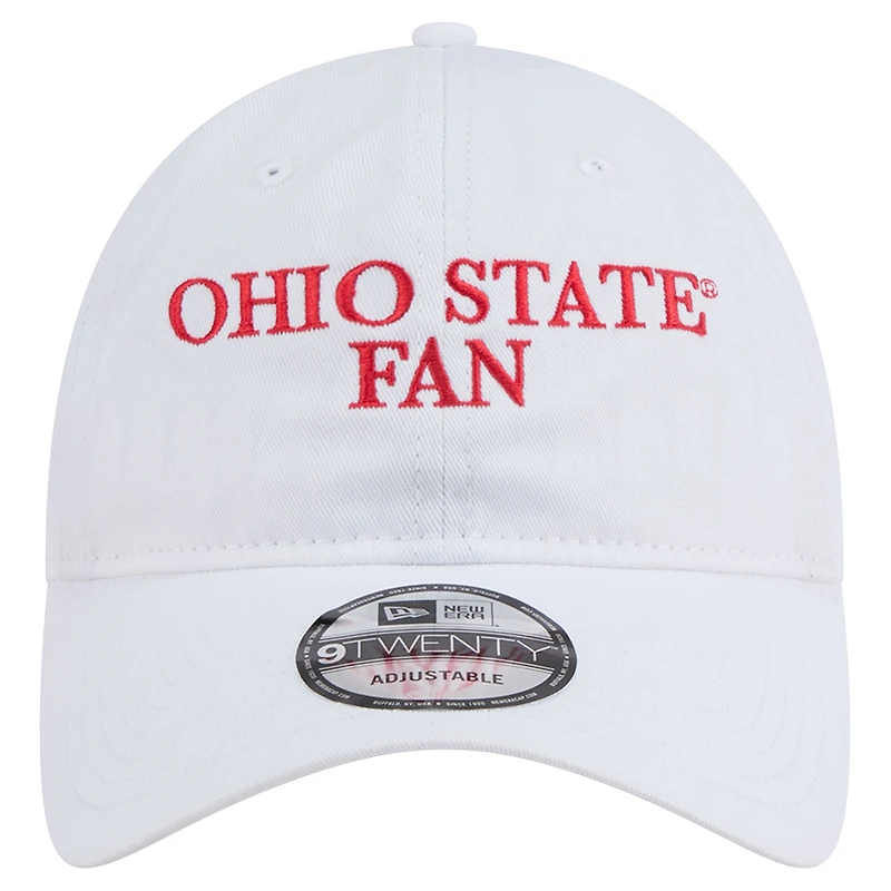 Men's New Era White Ohio State Buckeyes Fan 9TWENTY Adjustable Hat