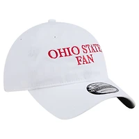 Casquette ajustable New Era blanche pour homme, fan 9TWENTY des Buckeyes de l'Ohio State