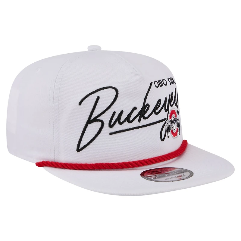 Men's New Era White Ohio State Buckeyes Team Rope 19TWENTY Adjustable Hat