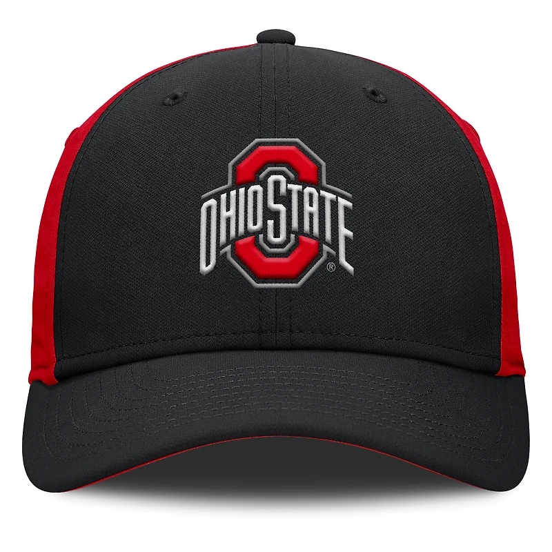 Men's Nike Black/Scarlet Ohio State Buckeyes 2025 Sideline Rise Local Performance Flex Hat