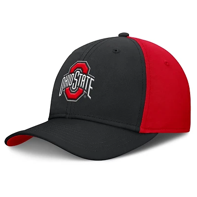 Men's Nike Black/Scarlet Ohio State Buckeyes 2025 Sideline Rise Local Performance Flex Hat