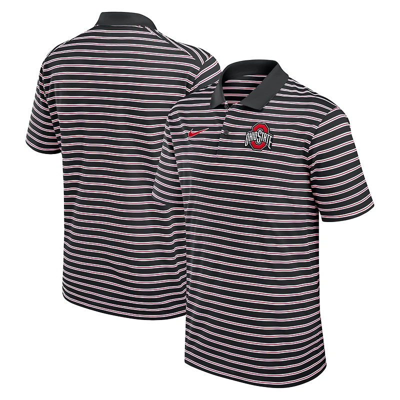 Polo Nike Dri-FIT rayé Primetime Victory pour homme, noir/blanc, Ohio State Buckeyes