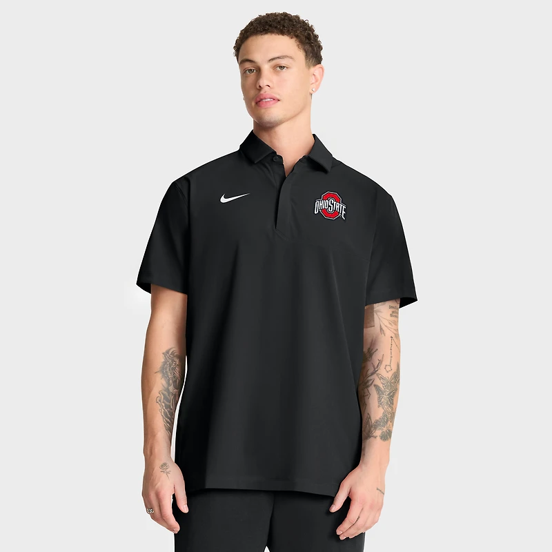 Polo Nike noir pour homme, équipe d'entraîneur des Ohio State Buckeyes 2025