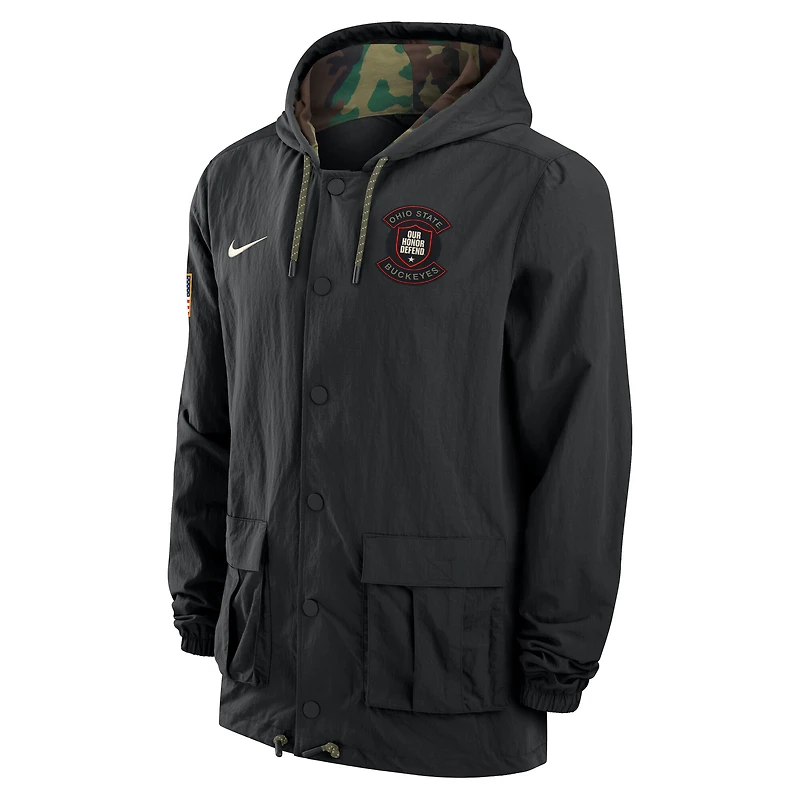 Men's Nike Black Ohio State Buckeyes 2025 NCAA Military Appreciation Full-Snap Jacket