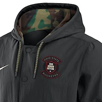 Veste Nike noire à boutons-pression pour homme Ohio State Buckeyes 2025 NCAA Military Appreciation