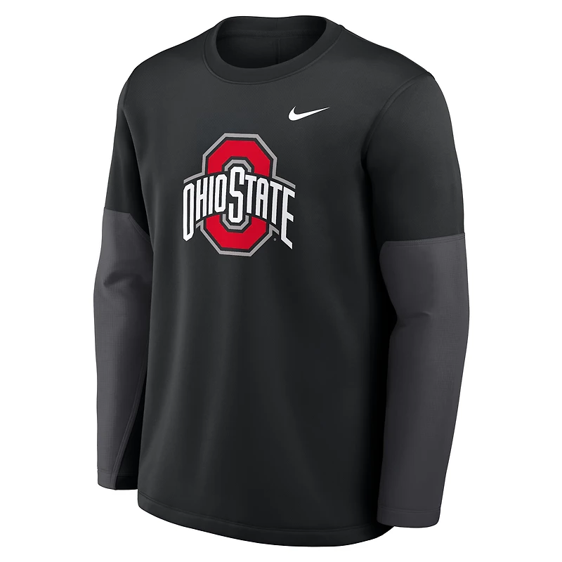 Men's Nike Black Ohio State Buckeyes 2025 Sideline Coach Therma-FIT Long Sleeve T-Shirt