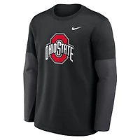 Men's Nike Black Ohio State Buckeyes 2025 Sideline Coach Therma-FIT Long Sleeve T-Shirt