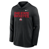 Men's Nike Black Ohio State Buckeyes 2025 Sideline Dri-FIT Long Sleeve Hoodie T-Shirt