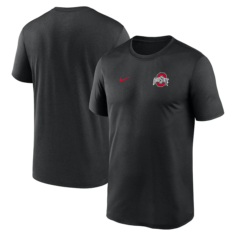 T-shirt Nike Dri-FIT noir pour homme, Ohio State Buckeyes 2025 Sideline, petit logo Legend