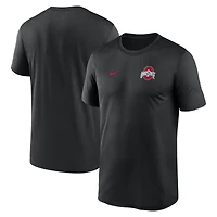 T-shirt Nike Dri-FIT noir pour homme, Ohio State Buckeyes 2025 Sideline, petit logo Legend