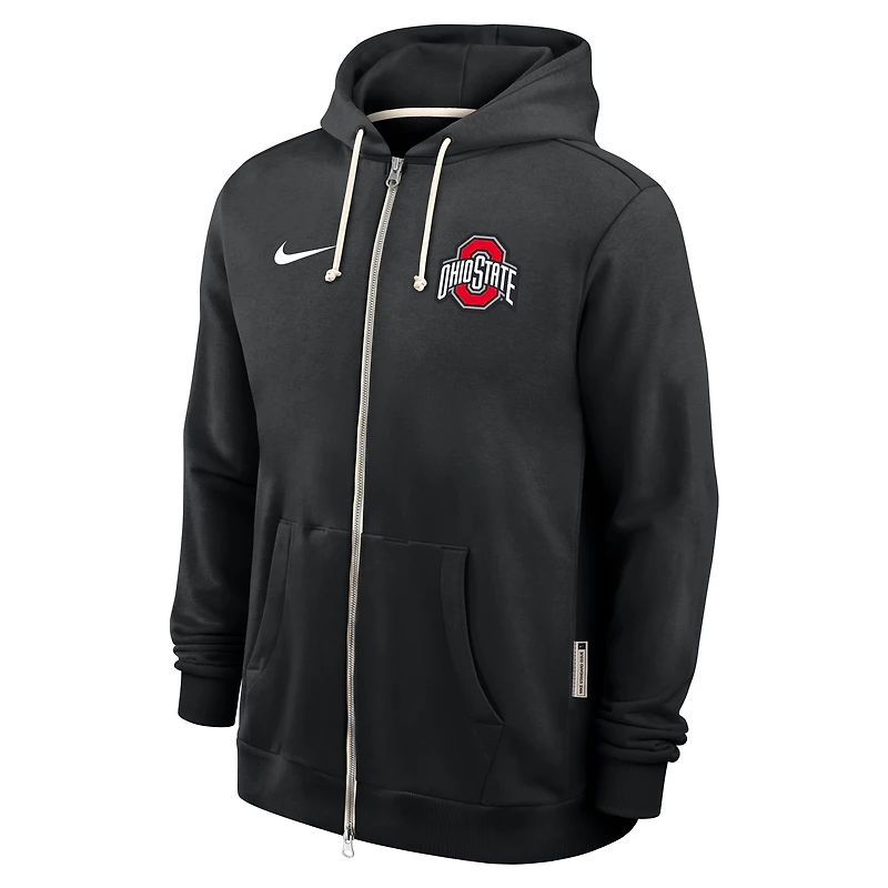 Men's Nike Black Ohio State Buckeyes 2025 Sideline Standard Issue Dri-FIT Full-Zip Hoodie