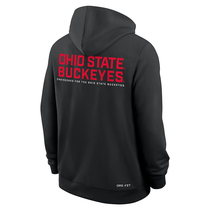 Men's Nike Black Ohio State Buckeyes 2025 Sideline Standard Issue Dri-FIT Full-Zip Hoodie
