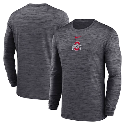 Men's Nike Black Ohio State Buckeyes 2025 Sideline Velocity Dri-FIT Long Sleeve T-Shirt