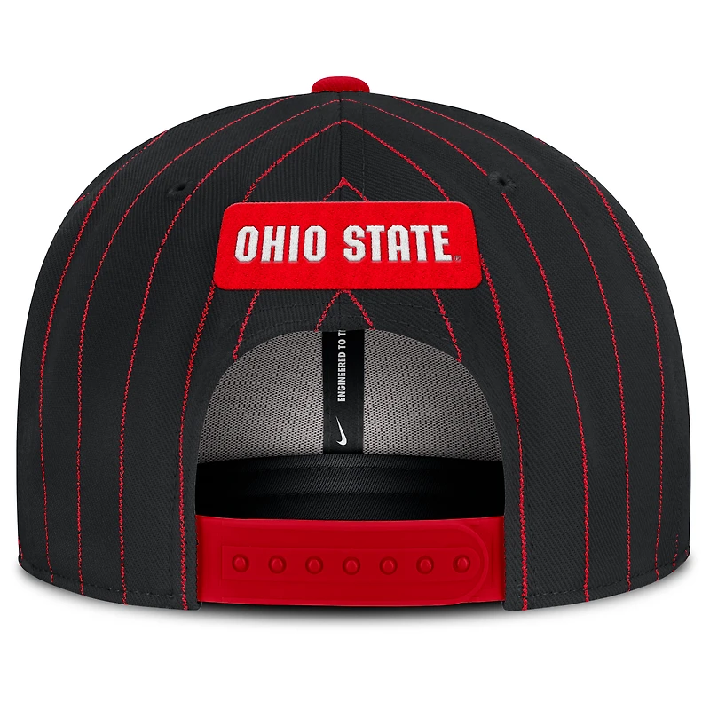 Men's Nike Black Ohio State Buckeyes 2026 Primetime Pin Stripe 2-Tone Snapback Hat