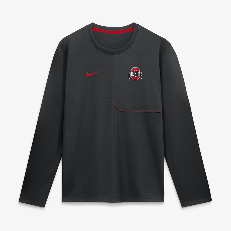 Men's Nike Scarlet Ohio State Buckeyes 2026 Sideline Coaches UV Dri-FIT Long Sleeve Shirt