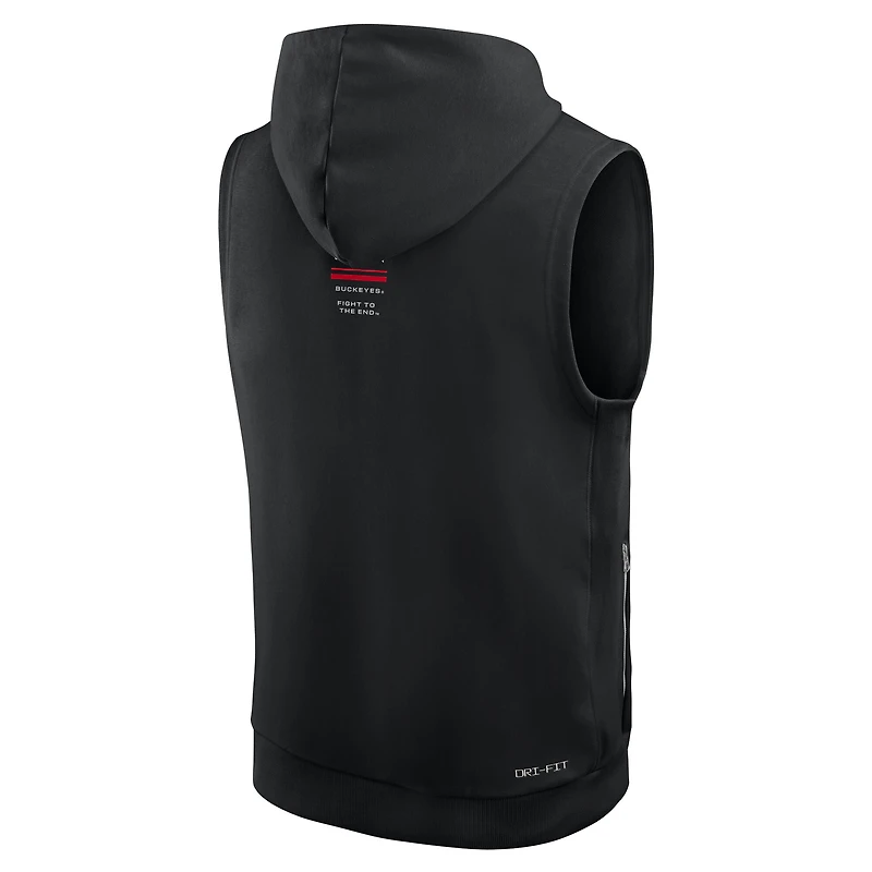 Men's Nike  Black Ohio State Buckeyes 2026 Sideline Sleeveless Dri-FIT Hoodie