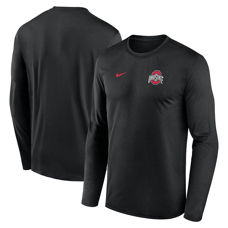 Men's Nike Black Ohio State Buckeyes 2026 Sideline Small Logo Legend Dri-FIT Long Sleeve T-Shirt