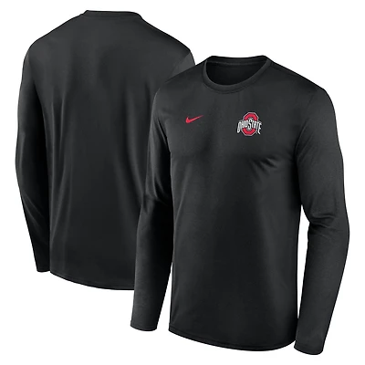 Men's Nike Black Ohio State Buckeyes 2026 Sideline Small Logo Legend Dri-FIT Long Sleeve T-Shirt