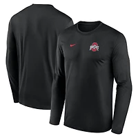 Men's Nike Black Ohio State Buckeyes 2026 Sideline Small Logo Legend Dri-FIT Long Sleeve T-Shirt