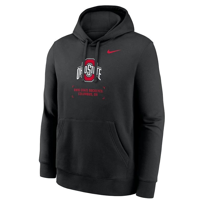 Men's Nike Black Ohio State Buckeyes Basketball Two-Hit Club Fleece Pullover Hoodie
