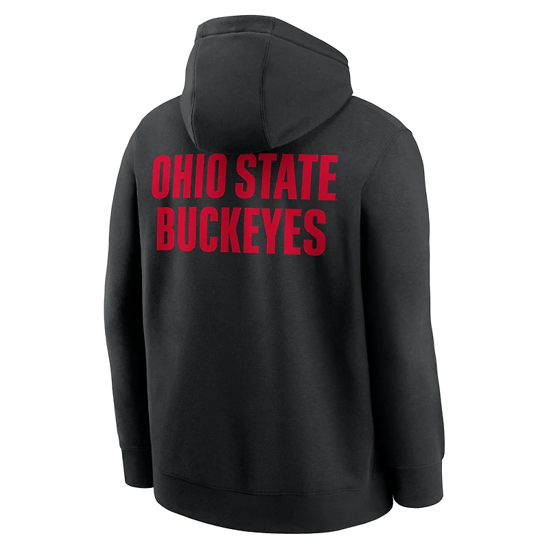 Men's Nike Black Ohio State Buckeyes Basketball Two-Hit Club Fleece Pullover Hoodie