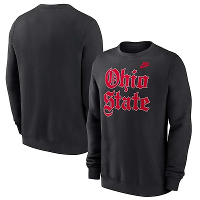 Men's Nike Black Ohio State Buckeyes Old English Script Club Fleece Pullover Sweatshirt