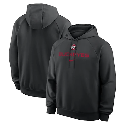 Men's Nike Black Ohio State Buckeyes Premium Performance Raglan Dri-FIT Hoodie