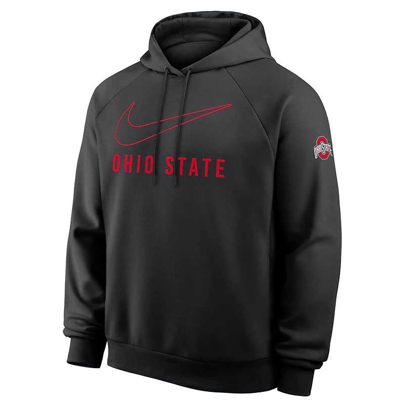 Men's Nike Black Ohio State Buckeyes Premium Raglan Dri-FIT Hoodie