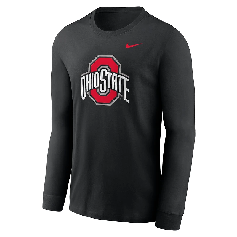 Men's Nike Black Ohio State Buckeyes Primary Logo Long Sleeve T-Shirt