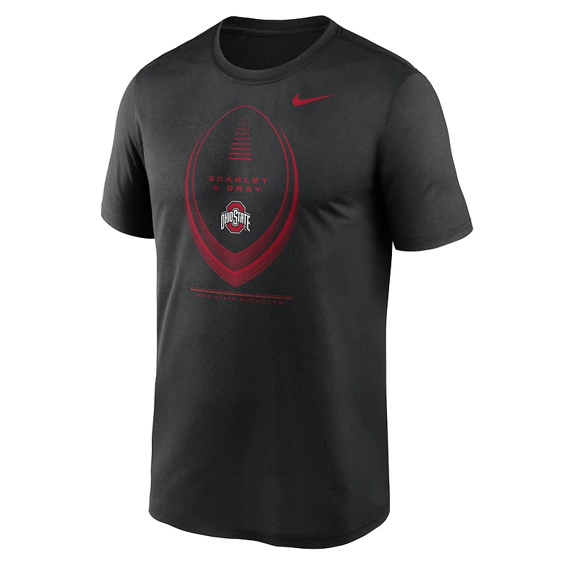 T-shirt Nike noir pour homme Ohio State Buckeyes Primetime Legend Football Icon Dri-FIT