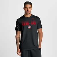 T-shirt Nike noir pour homme Ohio State Buckeyes Primetime Legend Kinetic Mantra Dri-FIT
