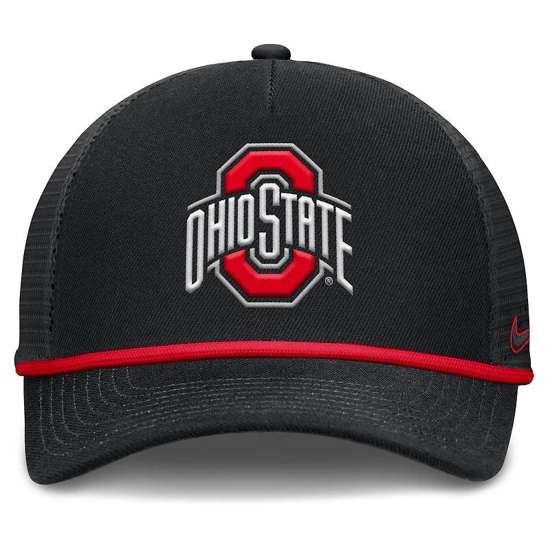 Casquette ajustable Nike noire Ohio State Buckeyes Rise Primetime Trucker pour homme