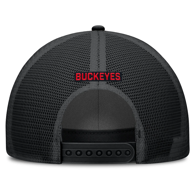 Casquette ajustable Nike noire Ohio State Buckeyes Rise Primetime Trucker pour homme