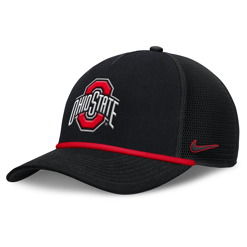Casquette ajustable Nike noire Ohio State Buckeyes Rise Primetime Trucker pour homme