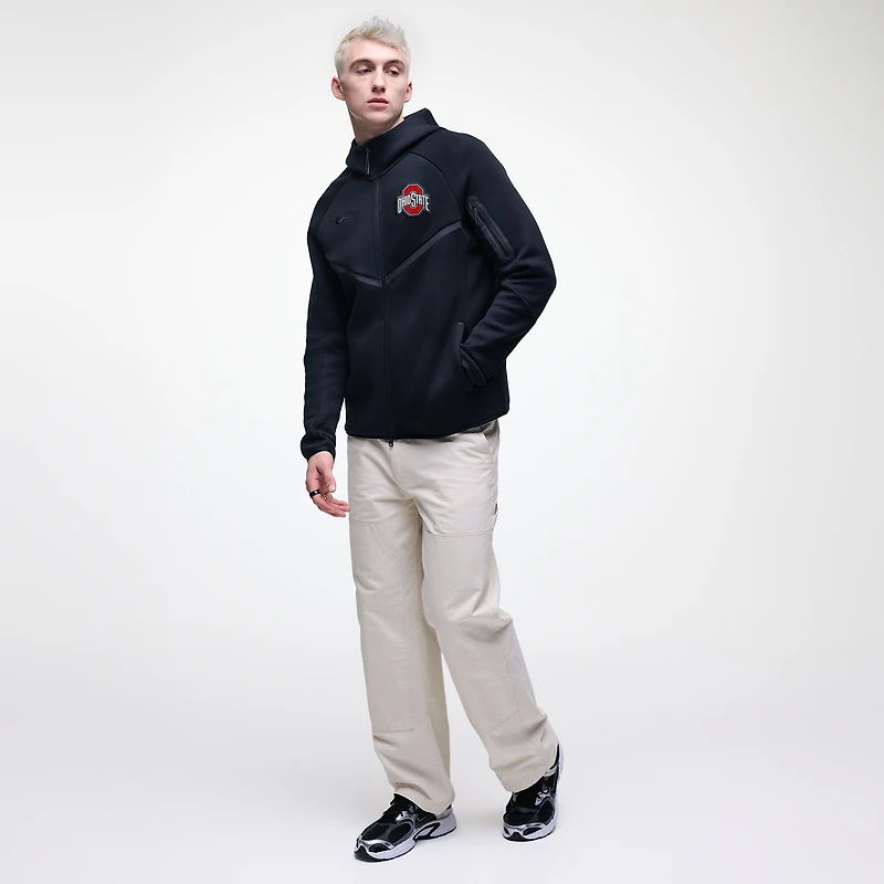 Sweat à capuche zippé Nike Tech Fleece noir Ohio State Buckeyes pour homme