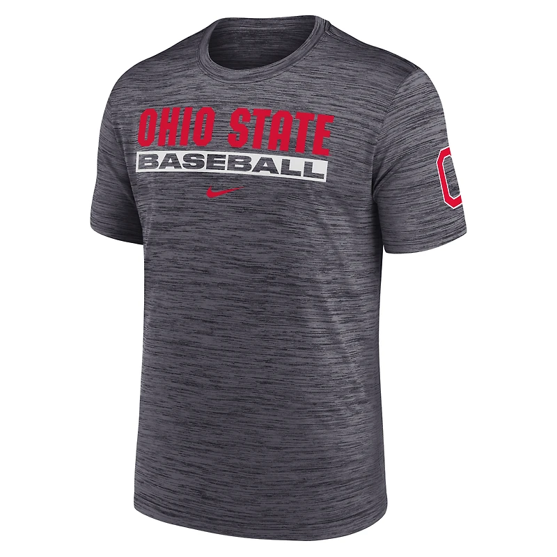 Men's Nike Black Ohio State Buckeyes Velocity Baseball Wordmark Stack Dri-FIT T-Shirt