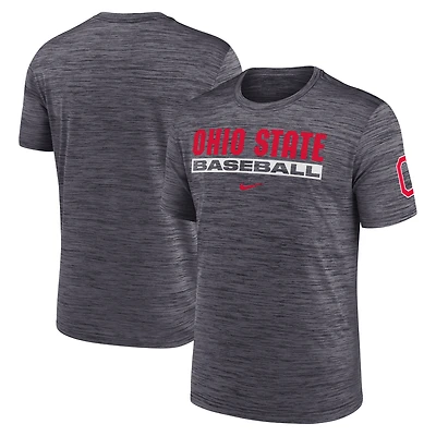 Men's Nike Black Ohio State Buckeyes Velocity Baseball Wordmark Stack Dri-FIT T-Shirt