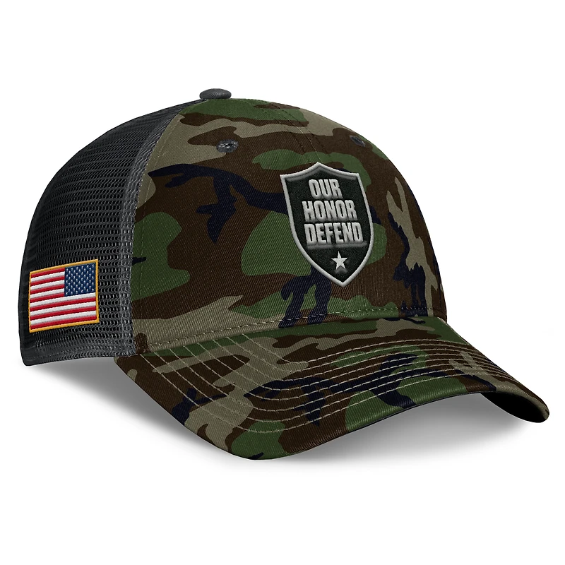 Men's Nike Camo Ohio State Buckeyes 2025 Military Appreciation Rise Trucker Adjustable Hat