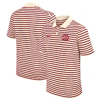 Men's Nike Cream Ohio State Buckeyes Primary Logo Striped Dri-FIT Polo