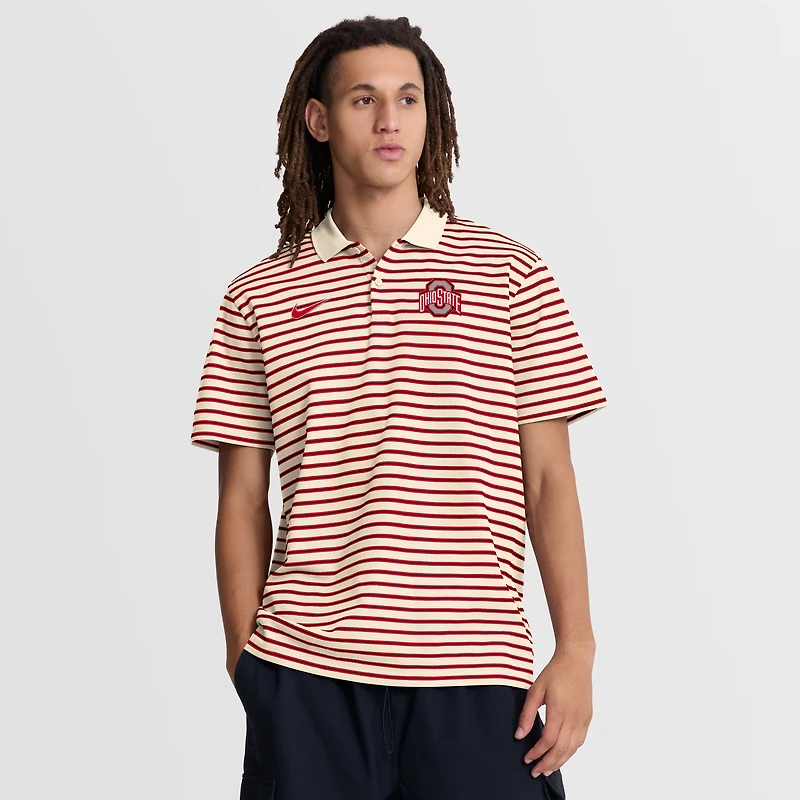 Men's Nike Scarlet/White Ohio State Buckeyes Primetime Victory Striped Dri-FIT Polo