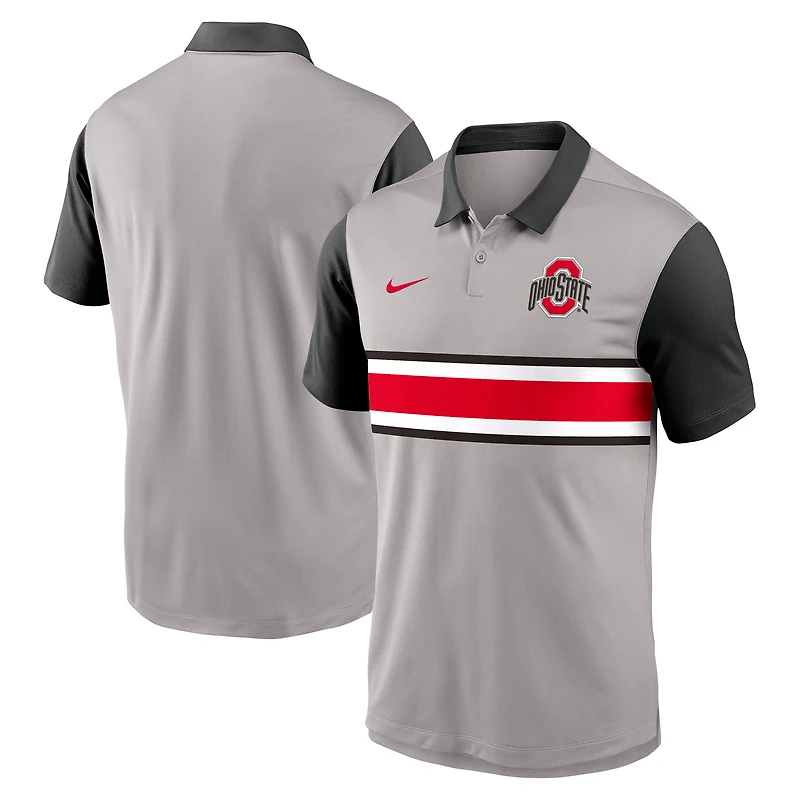 Polo Nike Vapor Dri-FIT gris/noir pour homme des Ohio State Buckeyes
