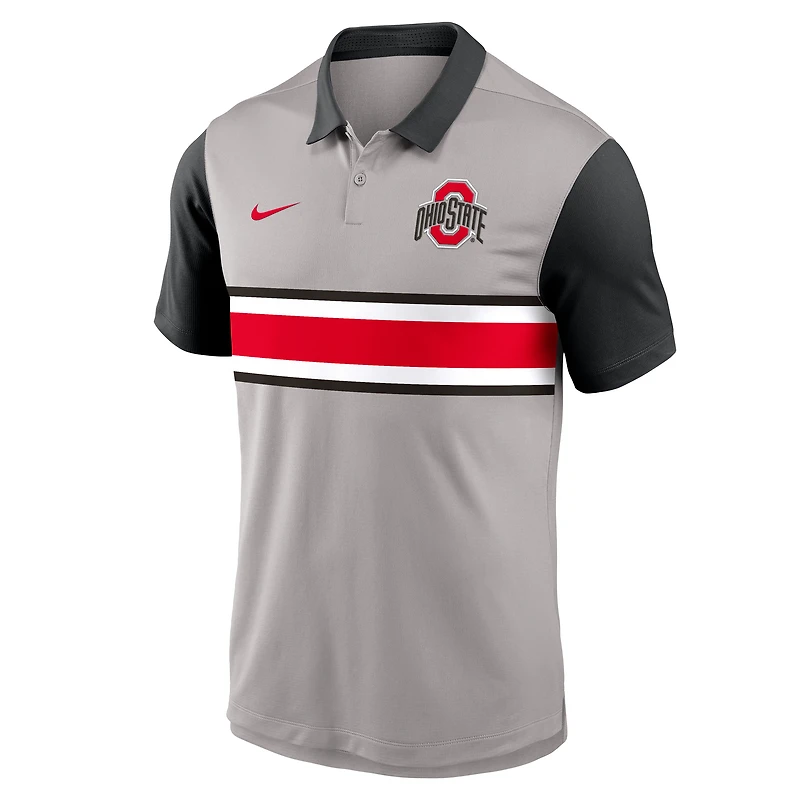 Polo Nike Vapor Dri-FIT gris/noir pour homme des Ohio State Buckeyes