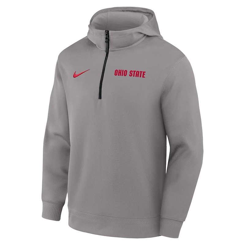 Men's Nike Gray Ohio State Buckeyes 2025 Coaches Premium Dri-FIT Quarter-Zip Hoodie