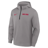 Men's Nike Gray Ohio State Buckeyes 2025 Coaches Premium Dri-FIT Quarter-Zip Hoodie