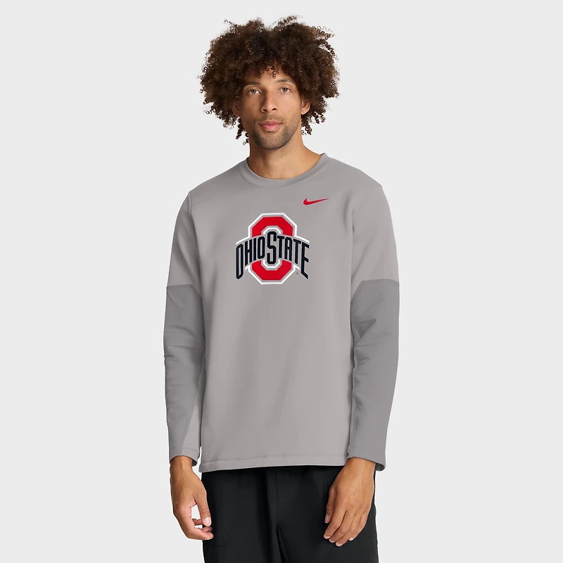 Men's Nike Gray Ohio State Buckeyes 2025 Sideline Coach Therma-FIT Long Sleeve T-Shirt